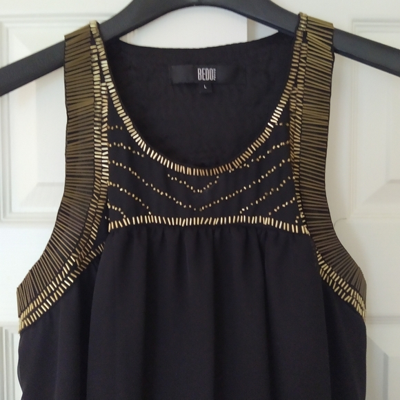 NWOT BEDO Black Sleeveless Sequins Dress - Picture 2 of 8